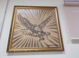 Cast Aluminum Sand Painting with Eagle Pattern