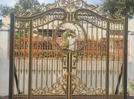 CAST ALUMINUM GATE DRAGON SCULPTURE