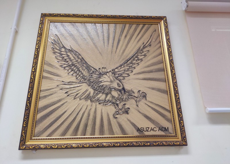 Cast Aluminum Sand Painting with Eagle Pattern